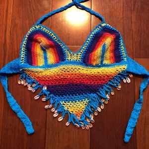 Crochet crop top rainbow one size